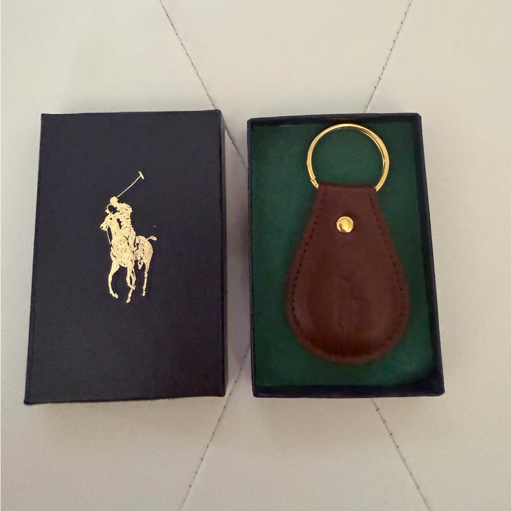 NWOT. Ralph Lauren Polo Leather Keychain with box.